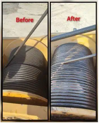 Before after aplikasi wire rope grease
