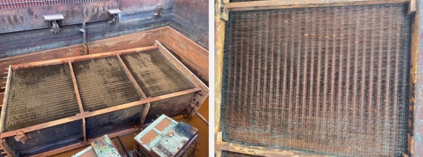 Permukaan air cooler main engine sebelum dan sesudah aplikasi turbo cleaner