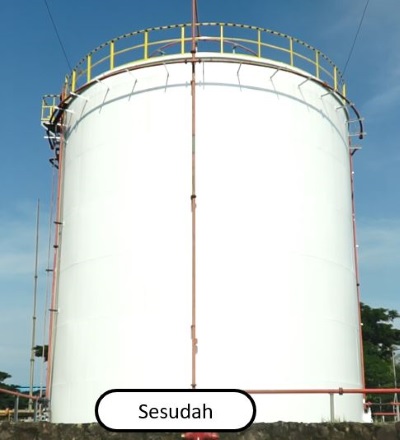 Hasil cat epocy besi tangki solar