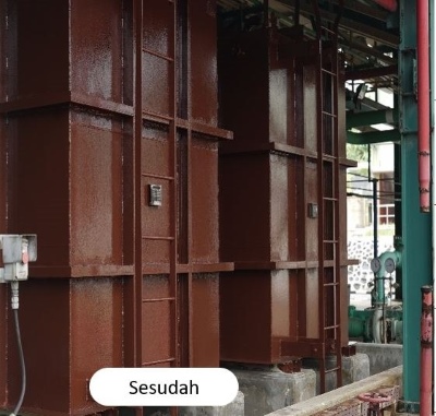 Hasil akhir cat epocy besi tangki oli