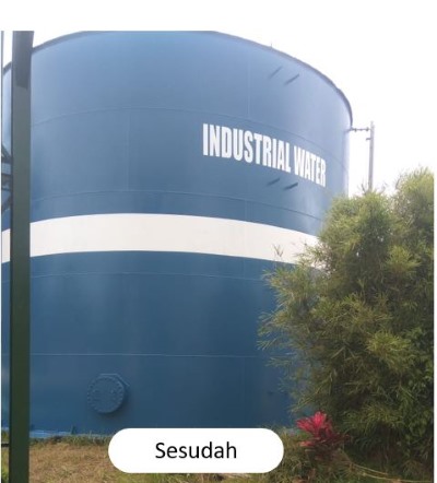 Hasil aplikasi water tank coating