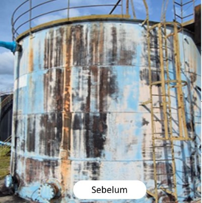 Sebelum aplikasi Cat Tangki Air