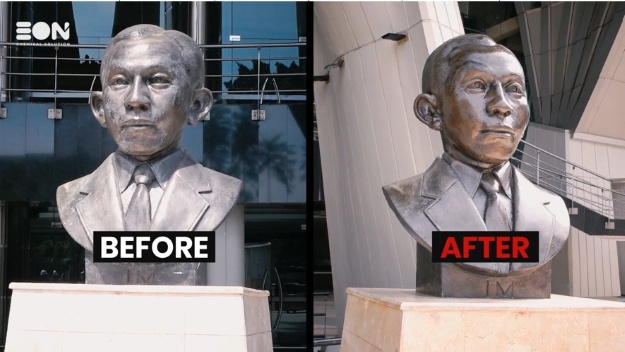 Hasil cat metal permanen untuk patung